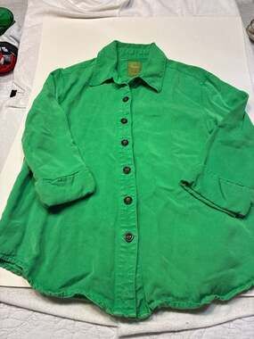 Pulp Women's Green Button-Down Utility Shirt Jacket